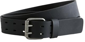 NEXT Herren Legerer Ledergürtel mit Doppeldorn Schwarz L