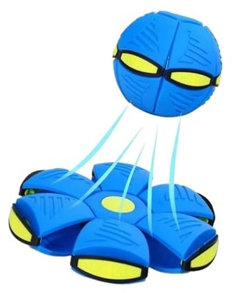 UFO Stomp Magic Ball, Portable Pet Toy Flying Saucer Balls, Creative Doggy Disc Ball, Decompression Flying Flat Throw Dog Balls Toy For Childrens Kids Sports, Outdoor Games(Blue)