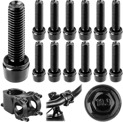 Ousuwo 12 Pack Bicycle Stem Screws, M5 x 20mm High Tensile Carbon Steel Bike Handlebar Bolts for Mountain, Road Bicycles and Motorcycles