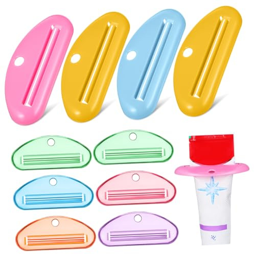 CIYODO 10 Stück Zahnpasta Tubenquetscher aus Kunststoff mit Buntem Design für Vielseitige Nutzung im Badezimmer und Make Up Bereich Zufällige Farbe