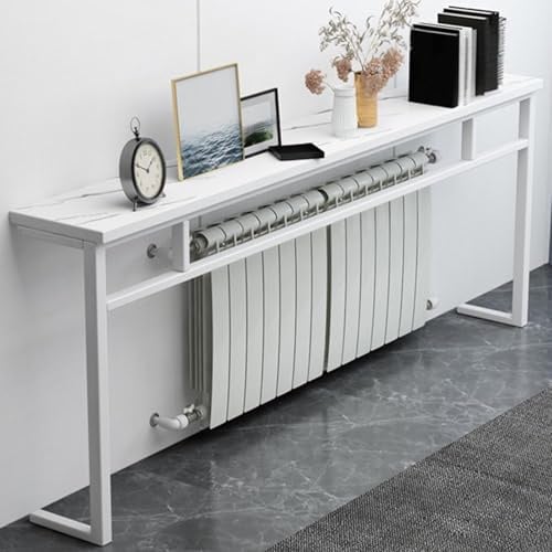 SXKLLYX Heizungsregal Metallrahmen, Heizung Ablage, 20 cm Tiefer Sofatisch, Heizung Regal für Home Office Dekorativ, Tragkraft 30 Kg(White,100 * 20 * 80cm/39 * 8 * 31in)