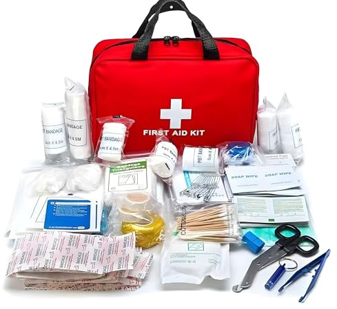 Gokemuak Kit de primeros auxilios botiquin de primeros auxilios 170 piezas, 25x18x8cm kit supervivencia kit emergencia para coche casa lugar trabajo mochila y acampar