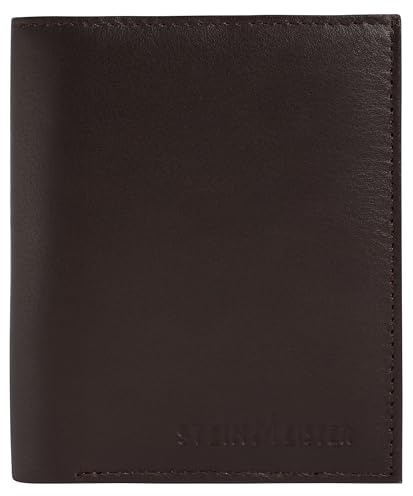Steinmeister Geldbörse für Herren aus Leder in Braun, Geldbeutel mit Druckknopf in 11,6 x 9,4 x 2,2 cm