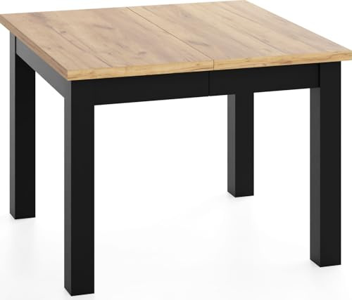 WFL GROUP Quadratischer Esstisch Ausziehbar 100 bis 200 cm – Verlängerbar, für 4-12 Personen mit Schwarzen Holzbeinen – Tisch für Wohnzimmer & Esszimmer in Eiche Braun
