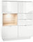 Vladon Highboard Sideboard Metro, Made in Germany, Korpus in Weiß Hochglanz/Fronten in Weiß Hochglanz mit Einsatz in Eiche Nordic, inkl. LED Beleuchtung