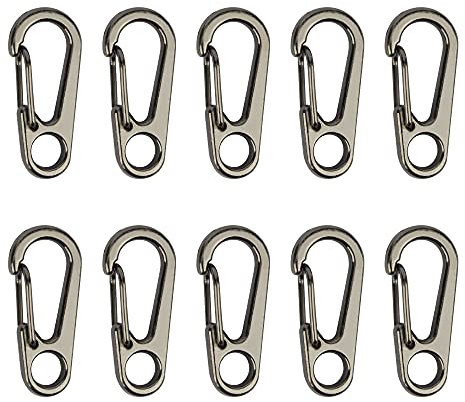 Temlum 3.3 cm Tiny SF Aluminum Carabiner Clip Mini Carabiners Set Spring Snap Keyring Hook for Camping Traveling Hiking Keychains Outdoor White(10pcs)