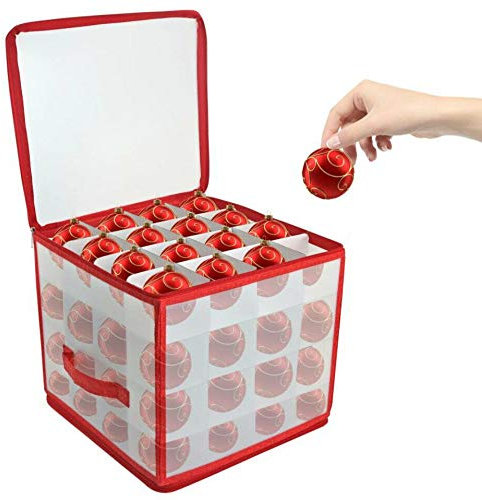 DEENZ CHRISTMAS TREE 64 BAUBLE DECORATIONS STORAGE BOX WITH ZIP TOP 4 LAYER TO STORE BAUBLE TOTAL 64 BAUBLE STORAGE