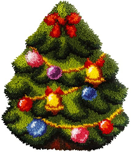 Orchidea Latch Hook Kit: Cushion: Shaped: Christmas Tree, Multi, 39 x 47cm