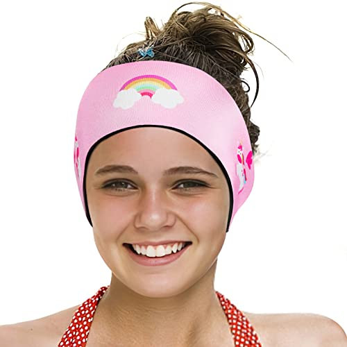 HeySplash Swimming Headband and Ear Protection Band - Neoprene Guard for Swimmers With Earplugs - Water-Resistant Hair Guard for Kids and Adults