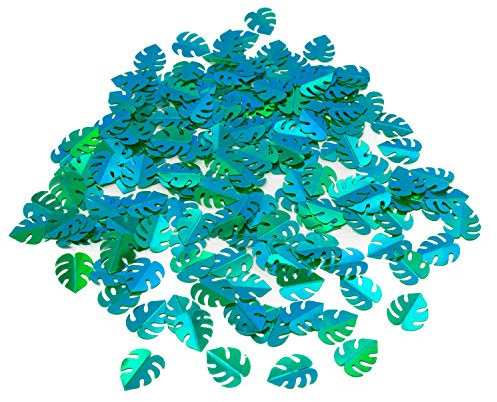 Oblique-Unique® Monstera Blätter Konfetti 180 Stk. für Geburtstag Feier Sommer Hawaii Party Tisch Deko Streudeko (Grün/Blau)