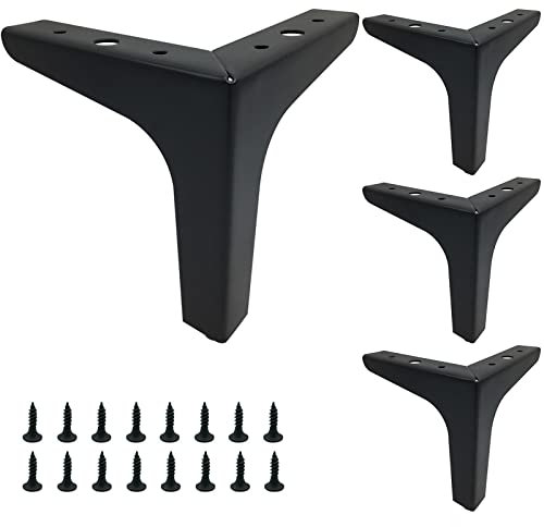 LONGZG 4 Stück 13 cm Schwarze Dreieck Tischbeine, DIY Metall möbelfüße, geeignet für Schrank, Sofa, Couchtisch, TV-Schrank und andere Möbelbeine.