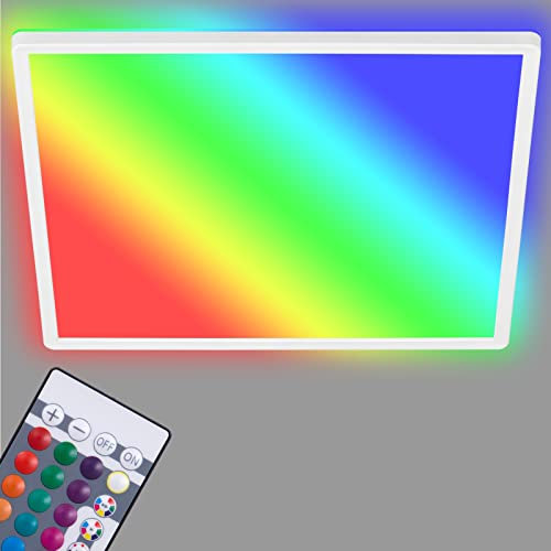 BRILONER Leuchten - LED Panel, Deckenleuchte dimmbar, Deckenlampe, RGB, Farbsteuerung, Backlight, inkl. Fernbedienung, 22 Watt, 2.700 Lumen, 4.000 Kelvin, Weiß, 420x420x28mm (DxH)