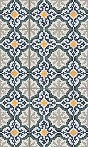 STORESDECO - Mosaik-Vinyl-Teppich, Gepolsterter Vinyl-Teppich, Waschbar und rutschfest. Es Ist EIN Idealer Teppich Für Küche, Wohnzimmer, Schlafzimmer… | Blume, 80 cm x 150 cm
