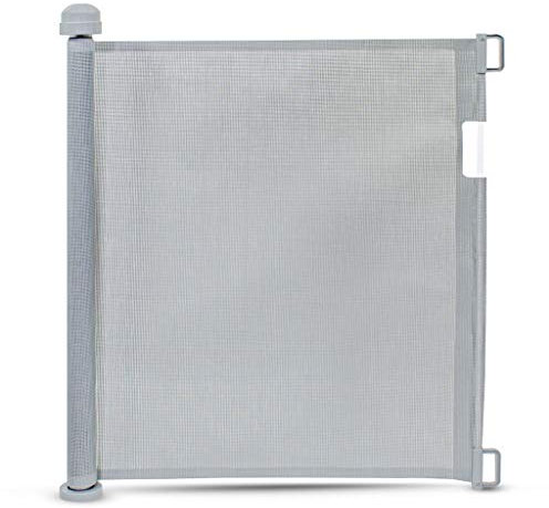 Callowesse Air2 Extra Wide Retractable Safety Stair Gate for Baby or Dog | Soft Non-Toxic Mesh with One Hand Operation for Indoor, Outdoor Doorways and Hallways (0 to 160cm) - Grey