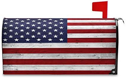 BOENLE American Flag Wooden Mailbox Cover Magnetic Mailboxes Wraps Letter Post Box Cover Decorative Standard Size 18 x 21 in Garden Yard Decor