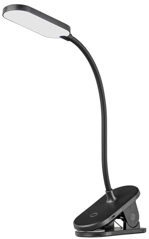 EGLO LED Klemmlampe Raizal, Akku-Klemmleuchte für Bett | Nachttischlampe zum Klemmen, touch dimmbar in Stufen, klemmbare Leselampe aus Kunststoff in Schwarz, kaltweiß