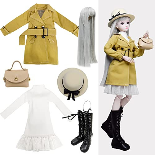 Proudoll 1/3 BJD Muñeca 60 cm 24 pulgadas SD Ball articulada Muñecas Ropa Traje de invierno Ropa y Accesorios Sets (08 Caqui)
