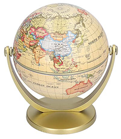 Alvinlite Mini-Weltkarten-Globus, Vintage, Braun - Pädagogischer Kinder-Weltglobus, Rotierend Mit Ständer für Schreibtisch Zu Hause Und Im Klassenzimmer