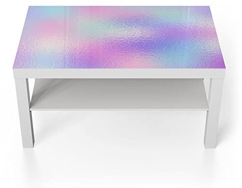 DEQORI Glastisch | weiß groß 90x50 cm | Motiv Milchglas vor Pastell | ausgefallener Beistelltisch aus Glas | Hochglanz Couchtisch fürs Wohnzimmer | moderner Couch Tisch mit Design