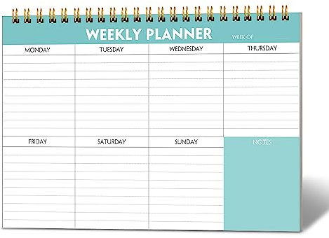 Getvow Weekly Planner Notepad - 7 x 10 Weekly Pad Organizers Habit Tracker Journal for Man & Women, 52 Sheets, 100gsm Paper, Undated Weekly To Do List Notepad with Your Life, Teal