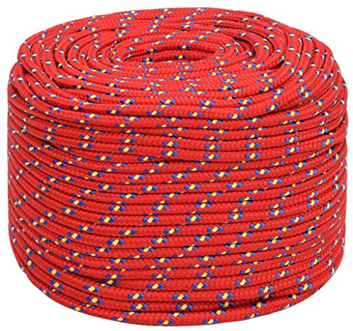vidaXL Corde de Bateau Corde de Levage Câble d'Amarrage Ancrage Navire Lignes de Gréement Corde à Linge Rouge 6 mm 250 m Polypropylène