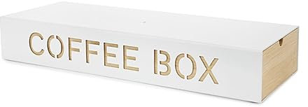 Balvi Coffee Box Coffee Box Color Blanco Almacenaje para cápsulas de café Metal/bambú 6x14,5x37,2 cm