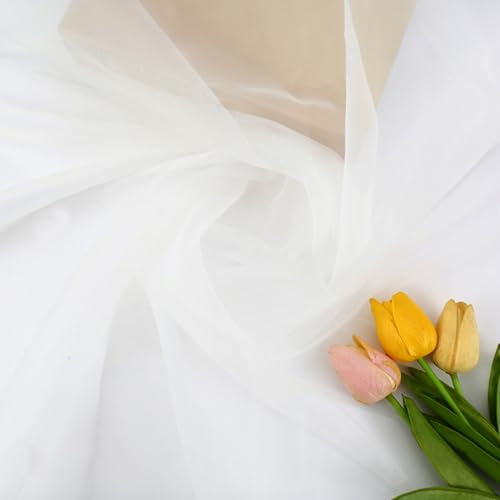 Wambere 100cm×150cm Stoff aus Organza,Tüllstoff Tüll Meterware Tüll Dekostoff Tulle Fabric für Nähen DIY Basteln Kleidung Hochzeitskleider Party Geburtstag Hochzeit Hintergrunddekoration,Weiß B
