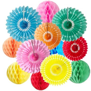 Wabenbälle, 15,2 cm, 20,3 cm, Seidenpapier-Fächer, Party, Wabenbälle, Wandtücher, Pompons, Blumenbälle, hängende Papierfächer für Party, Babyparty, Geburtstag, Hochzeit, Kinderzimmer, Dekoration