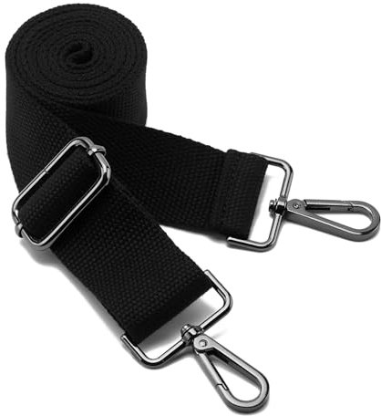 Breite Schulter Taschen Strap,verstellbare Ersatz Tasche Strap mit Metall Swivel Hooks Soft Canvas Handtasche Riemen Schulter Tasche Gürtel Messenger Bag for Crossbody Handtasche (schwarz-schwarz)