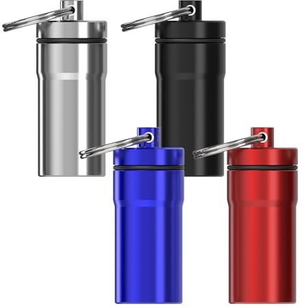 Adorila 4 Pack Ear Plug Carrying Case, Portable Ear Plug Holder with Keychain, Waterproof Metal Ear Bud Carrying Case
