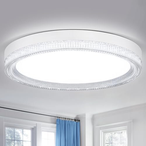 DIHUA LIGHTING Deckenlampe Rund LED 48W LED Deckenleuchte 6500K 4320LM, Kaltweiß Led Lampen, Feuchtraumleuchte, Flach Led Deckenlampe für Wohnzimmer Schlafzimmer Küche Balkon Büro Flur 30cm