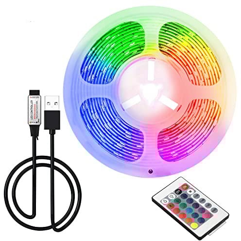 ruimeimei Striscia LED USB da 2 m, 5 V, 16 colori 5050, 24 tasti, decorazione fai da te per interni, per retroilluminazione TV,
