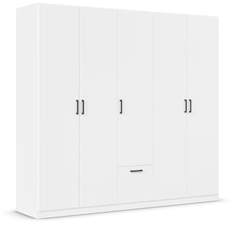 Rauch Möbel BARI, Kleiderschrank, Farbe Weiß, Breite 226 cm | Schrank, 5-türig, 1 Schubkasten, für Schlafzimmer, Kinderzimmer, Babyzimmer, Homeoffice, Garderobe, Flur