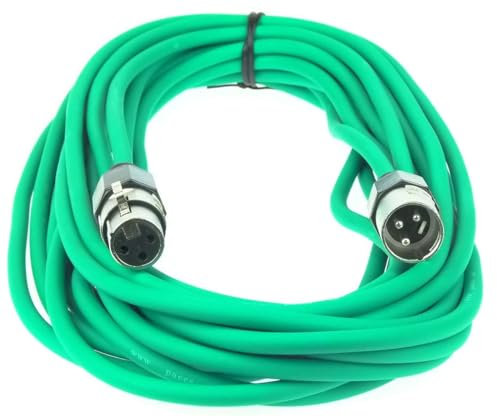 Paccs 1 Stück 10 m Mikrofonkabel Grün XLR Stecker male auf XLR Buchse female - Symmetrisch Audio Kabel DMX OFC-Kupfer