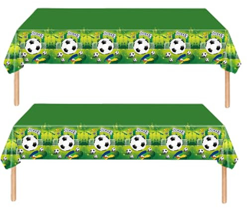 2pcs Green Soccer Table Cover 137*274 Football Party Tablecloths Decorations Plastic for Kids Boys Birthday World Cup