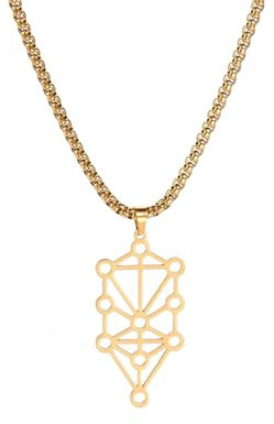 GZHENGZG Sefirot Kabbalah Collana Pendente per Uomo, Amuleto, Talismano Astrologico, Albero della Vita, Gioielli