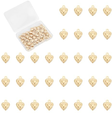 UNICRAFTALE 40 Stück Goldener Kleiner Herzanhänger Edelstahl 3D Herzanhänger Baumelnder Liebesanhänger Mit Schlaufe Für Muttertag Valentinstagsgeschenke DIY Armband Ohrringe Schmuckherstellung