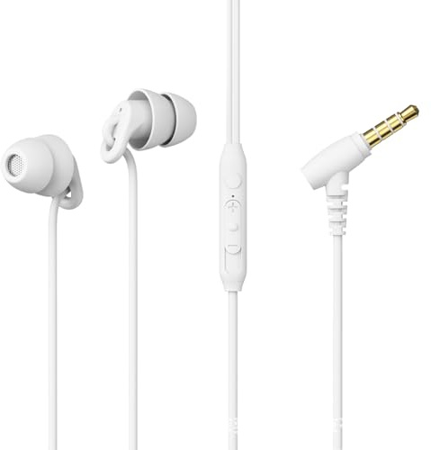 Sleep Earbuds, Soft Lightweight Wired Noise Cancelling Small Canal | Comfortable silicone tips, in-ear secure fit, tangle-free cable, carrying case, compatible phone tablet, clear sound quality