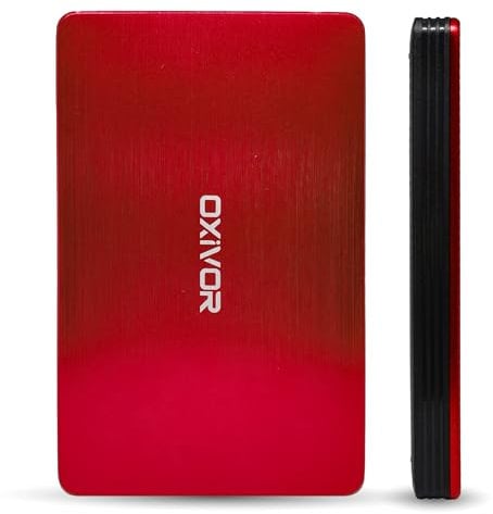OXIVOR External Hard Drive 100GB Portable – 2.5 Ultra-Slim HDD with USB 3.0 for Desktop, PC, Mac, PS5, PS4, Xbox, and Gaming Systems – Fast Data Transfer (Red)