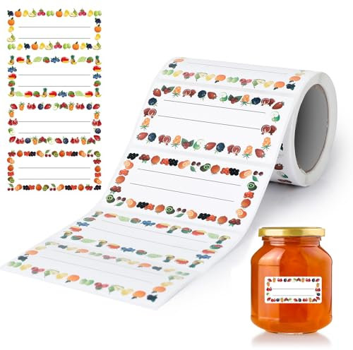 AiQInu 200 Stück Marmeladen Etiketten Selbstklebend,Etiketten Zum Beschriften, Klebeetiketten Marmelade Für Marmeladengläser Flaschen Gewürzgläser