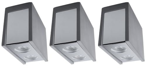 GLOBO Deckenlampe Flurleuchte Deckenleuchte Schlafzimmerlampe Wohnzimmerleuchte Küchenlampe, Metall Beton grau, GU10 2 Flammig, L 18 cm, 3er Set