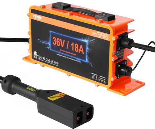 VEVOR Chargeur de batterie pour voiturette de golf 36 V, chargeur de batterie intelligent avec prise style D, 18 A, compatible avec batteries plomb-acide AGM/GEL/EFB MF NMC LiFePO4 pour EZGO TXT, IP67