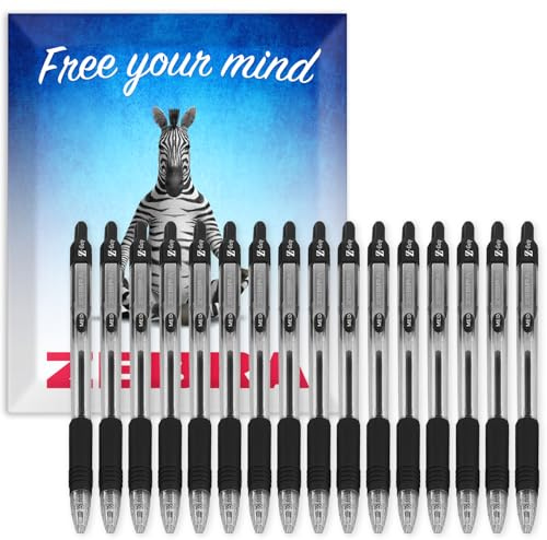 Zebra Pen Z-Grip Retractable Ballpoint Pens - 1.0mm Nib - Pack of 16 - In Envelope Gift Packaging - School, Writing, Work, Office (Black)