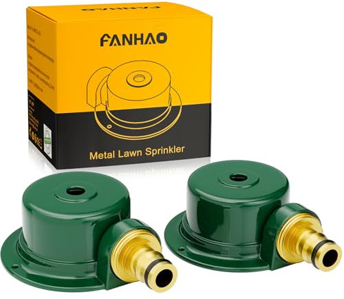 FANHAO 2 Stück Rasensprenger aus Metall für Den Hof, Automatische Gartensprenger Rasen Bewässerungssystem, 360 Grad Kleine bis Mittlere Fläche Abdeckung für Rasen, Terrasse, Gartenbewässerung