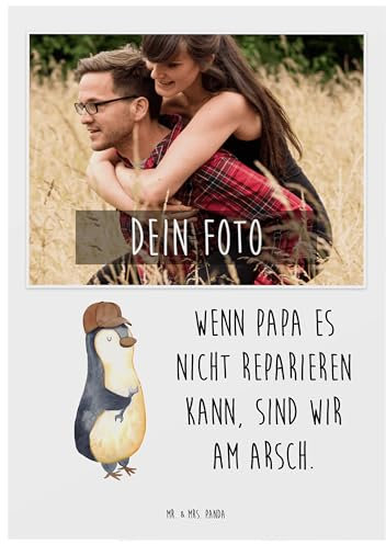 Mr. & Mrs. Panda Personalisierte Foto Postkarte Wenn Papa es nicht reparieren kann, sind wir am Arsch - Geschenk, Vatertag, Schraubenschlüssel, Muttertag, Dad, Pinguin