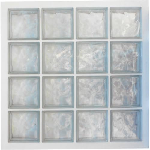 Panel prefabricated with water-repellent cement, vertical use | N. 16 glass blocks (4x4) mm 190x190x80 corrugated transparent | Dimension 870x870 mm | Selling unit: 1 panel