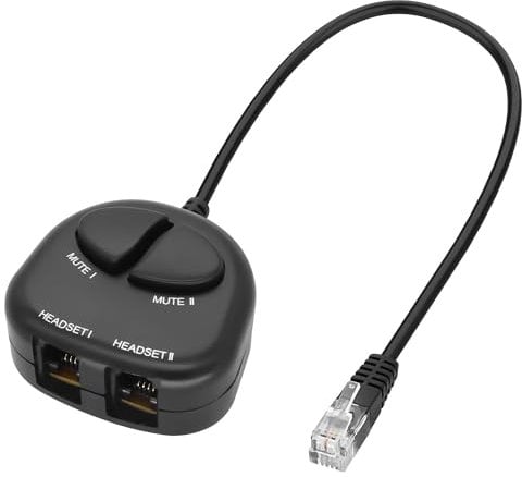 XMSJSIY RJ9 Telephone Training Adapter Headset Splitter 4P4C Phone Line Jack Y Splitter Adapter Cable with 2 Mute Buttons for Call Center -30CM/11.8INCH (2 Mute)