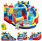 GOPLUS Château Gonflable Pirate,avec Toboggan,Pistolet à Eau et Trampoline,Piscine et Mur d'escalade, pour 3-4 Enfants 3-12 Ans Jusqu’à 120KG,360X290X200CM (Pirate+Gonfleur 550W)