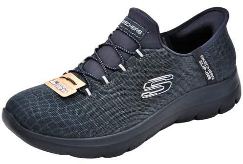 Skechers Summits Classy Night, Zapatillas Mujer, Dark Navy Mesh/Silver Trim, 38 EU