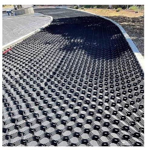 stabilisateur de gravier Grille De Stabilisation Du Sol, Grille Extensible De Stabilisation De Sol/gravier/système De Pavés Perméables, 5cm De Profondeur Grille De Sol En Polyéthylène Noir(5mx6m)